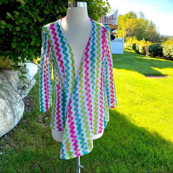 Ruby Rd. Open Front Knit Colorful Cardigan - Picture 3 of 16